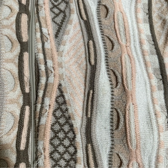 Women’s Vintage 90s Cooji Style 3D Knit Sweater Orange Cream Biggie Cosby MEDIUM - Picture 5 of 11